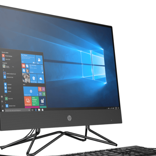 Bureau All-in-One HP 200 G4 – i5, 8 Go RAM, 512 Go SSD, 22", DOS, non tactile, noir