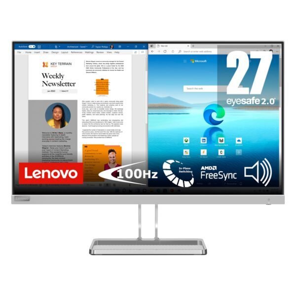Écran Lenovo L27e-40 27 pouces Full HD avec dalle VA et design élégant