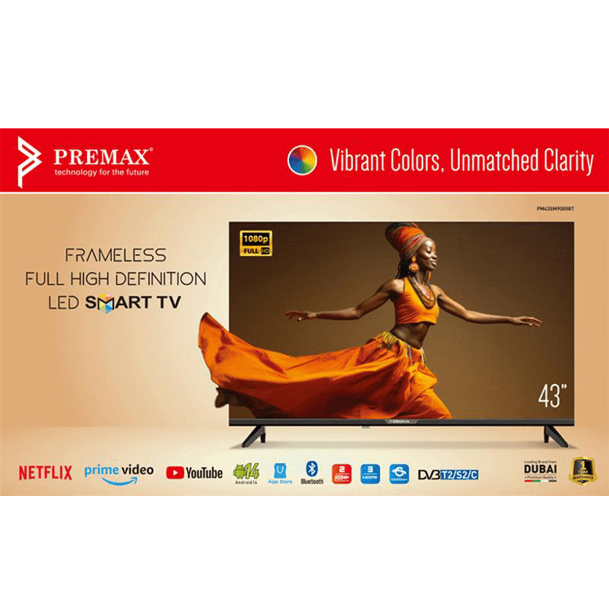 Télévision LED Premax Smart Android 43 pouces Full HD – PM43SM9000BT – Image 2