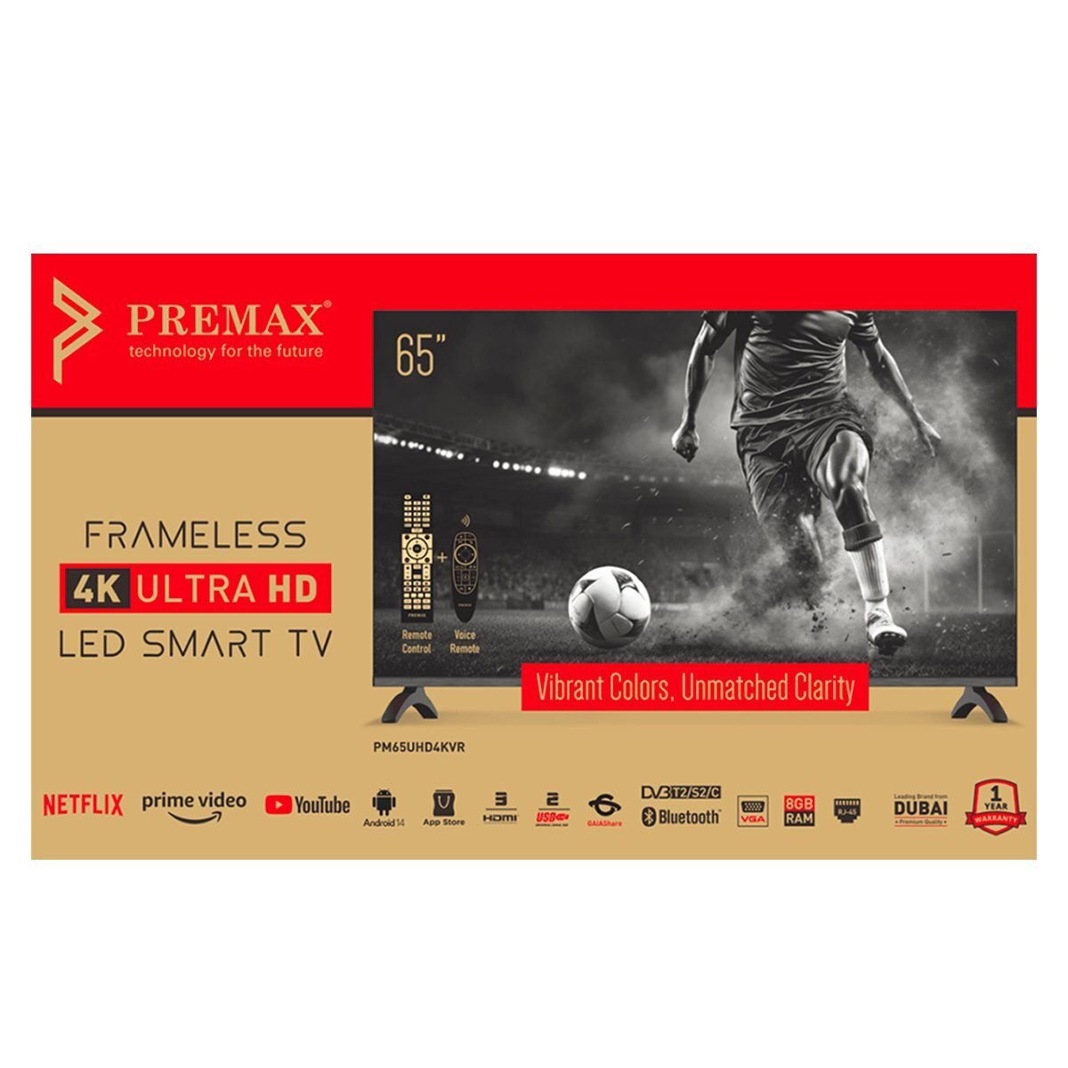 Télévision LED Premax Smart Android UHD 4K 65 pouces – PM65UHD4KBT – Image 2