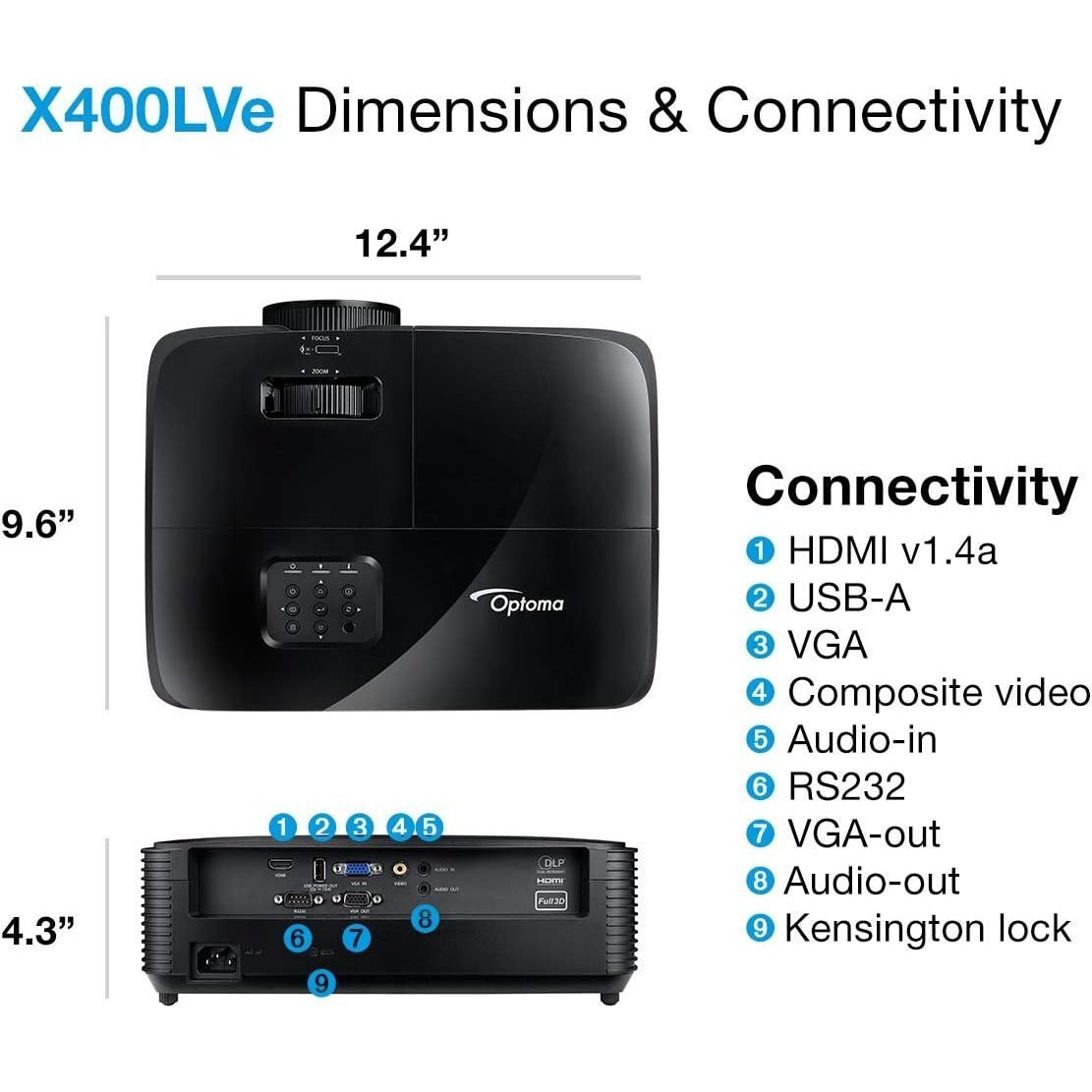 Vidéoprojecteur Optoma X400LVe DLP 3D XGA 4000 Lumens HDMI/VGA – Image 7
