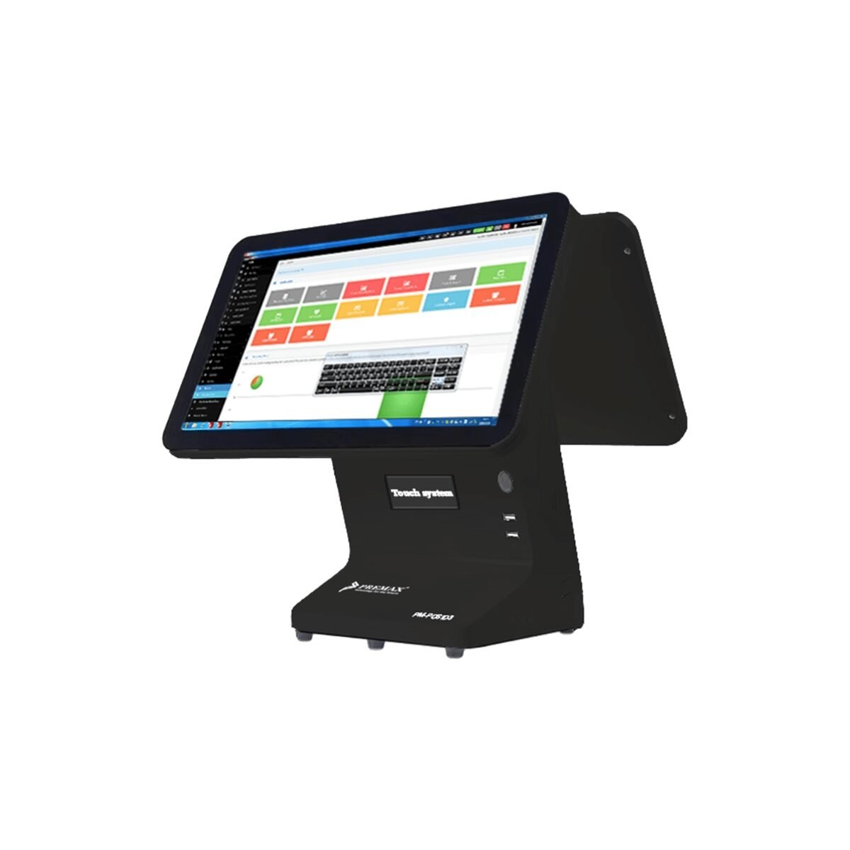 Caisse enregistreuse pos Premax Double écran I3 / 4GB / 256GB SSD Tactile PM-POS15D Wifi – Noir – Image 2