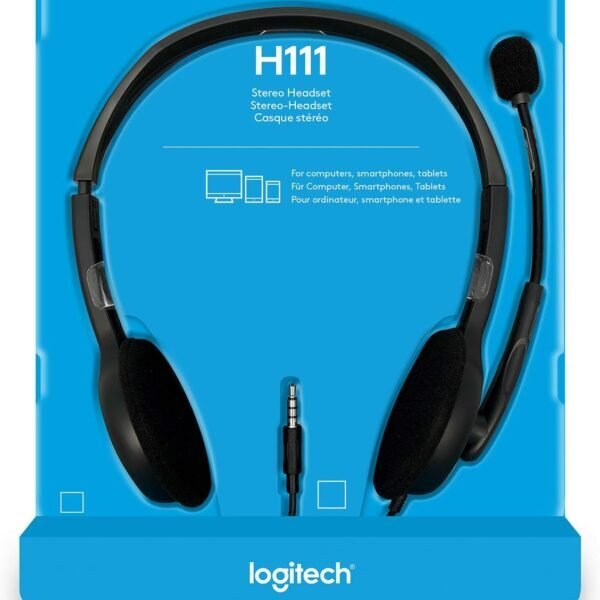Casque Filaire Logitech H111 – Micro Rotatif, Son Stéréo, Jack 3.5 mm