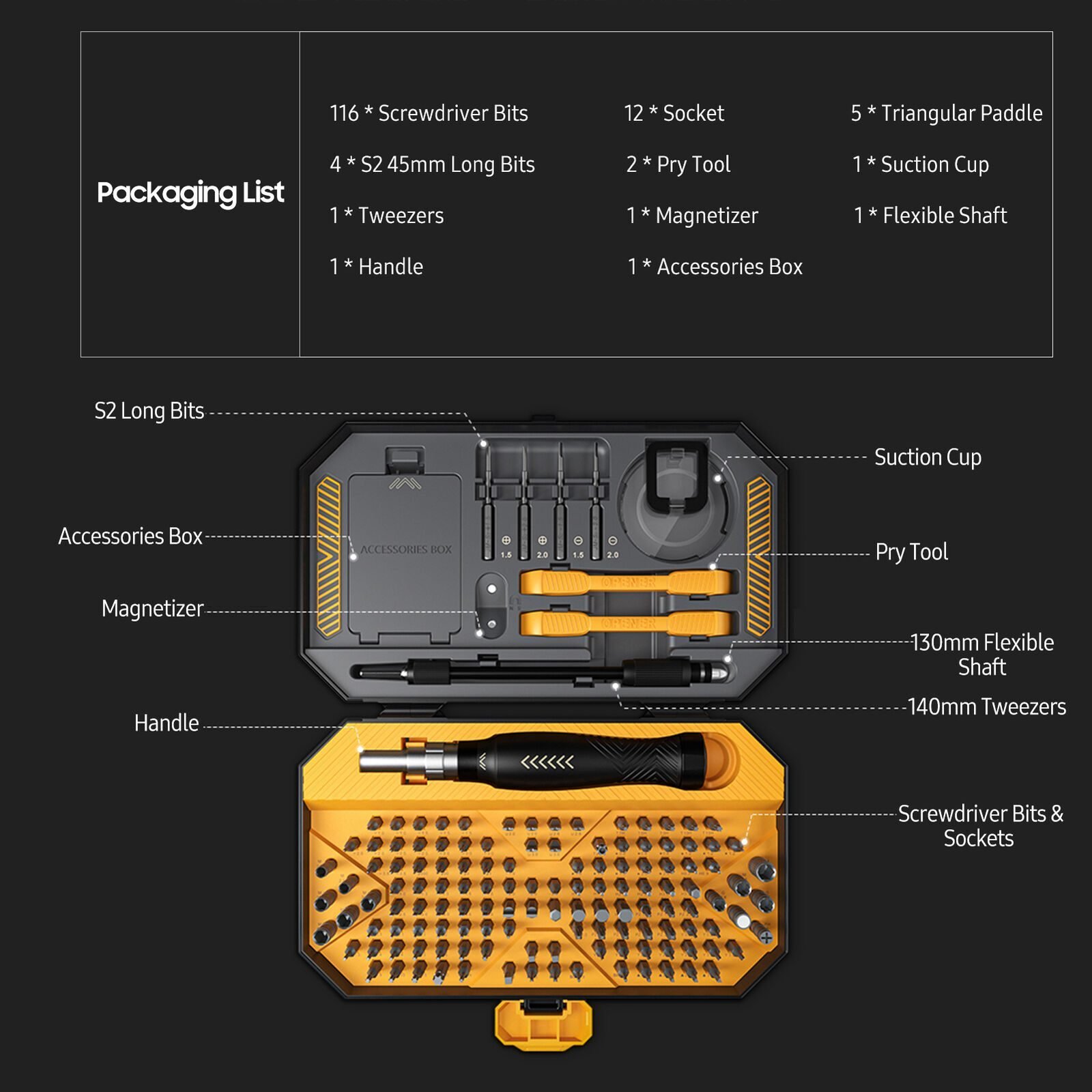 Kit Outillage Réseau JAKEMY JM-8183 – Coffret de Tournevis de Précision 145 en 1 – Image 3