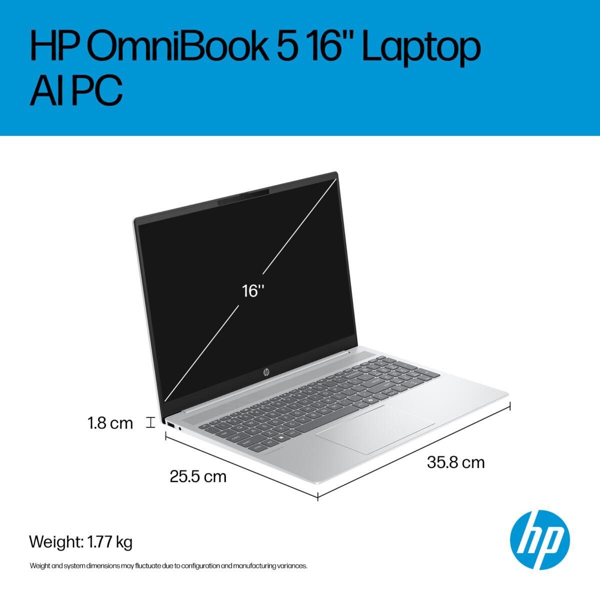 Ordinateur portable HP OmniBook 16" 16-af1017 – Intel Core Ultra 7 - 16 Go RAM - 1 To SSD – Image 3