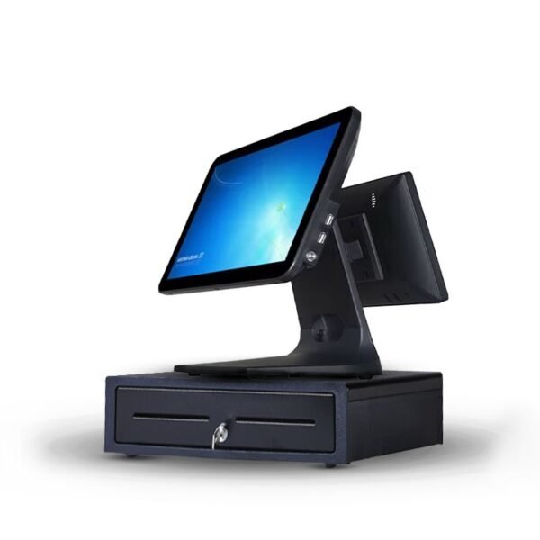 Caisse enregistreuse pos Premax Double Écran Tactile PM-POS15DP – Intel Core i3 / 4GB RAM / SSD 256GB / WiFi – Noir