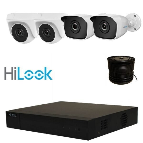 Kit de vidéosurveillance HiLook 2 MP avec 4 caméras et DVR 4 canaux