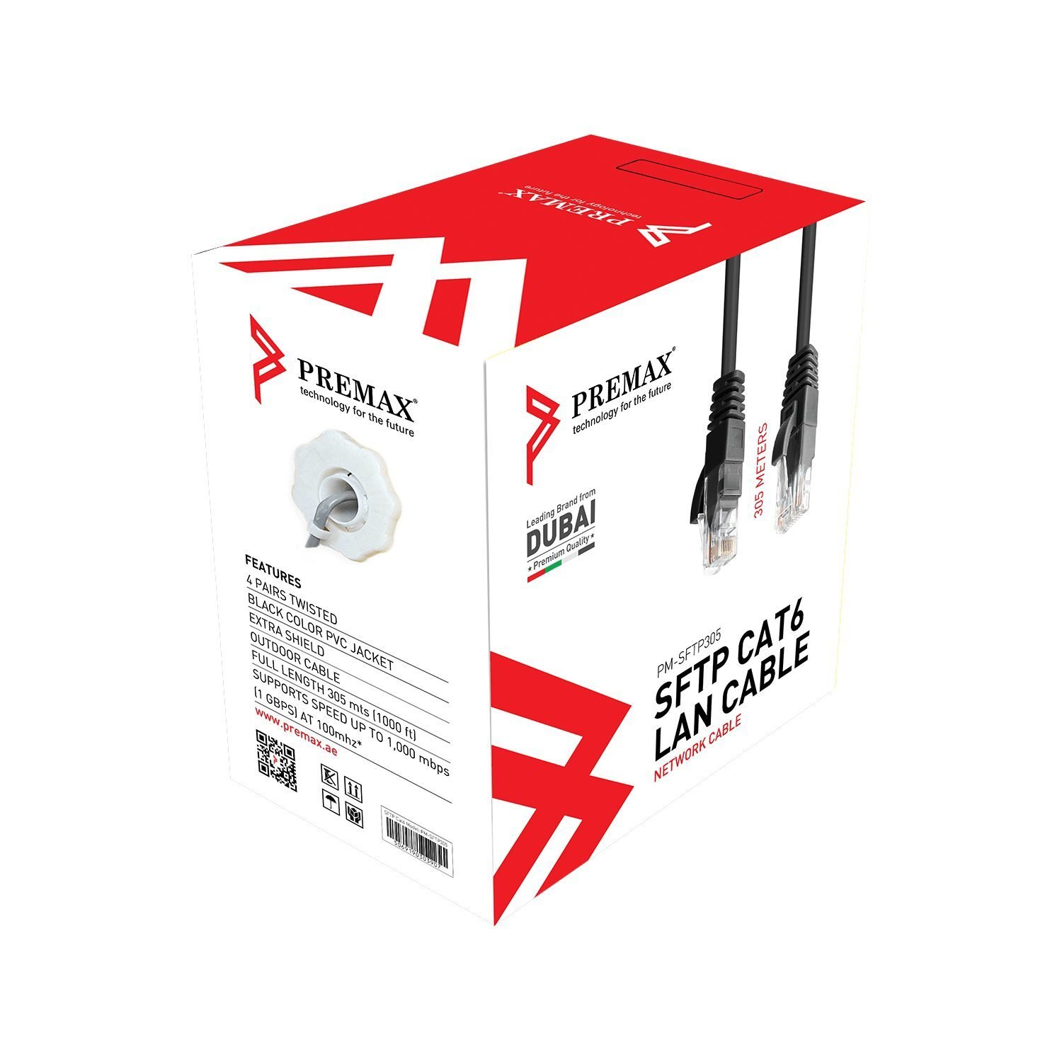 Câble réseau Premax Cat 6 PM-SFTP305 S/FTP – Bobine 305 m
