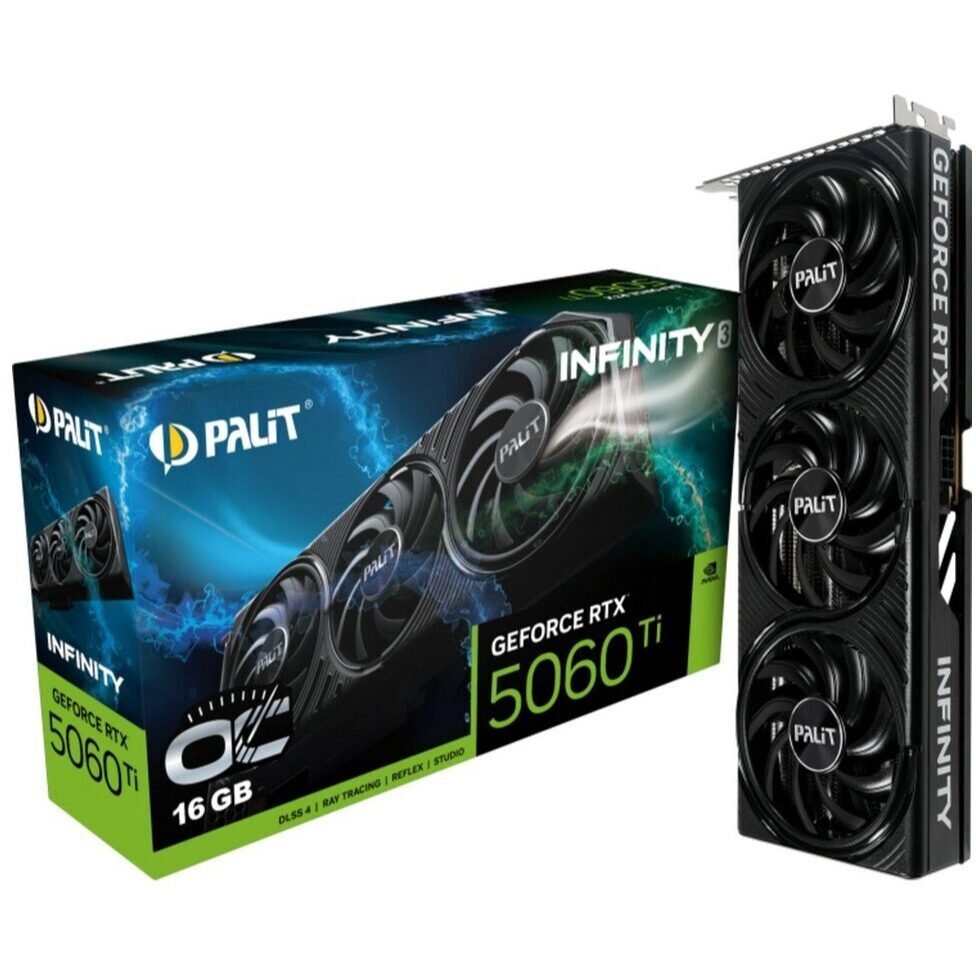 Carte graphique Palit Dual GeForce RTX 5060 Ti 16 Go GDDR7 PCI Express (7506T019T1-GB2061S)