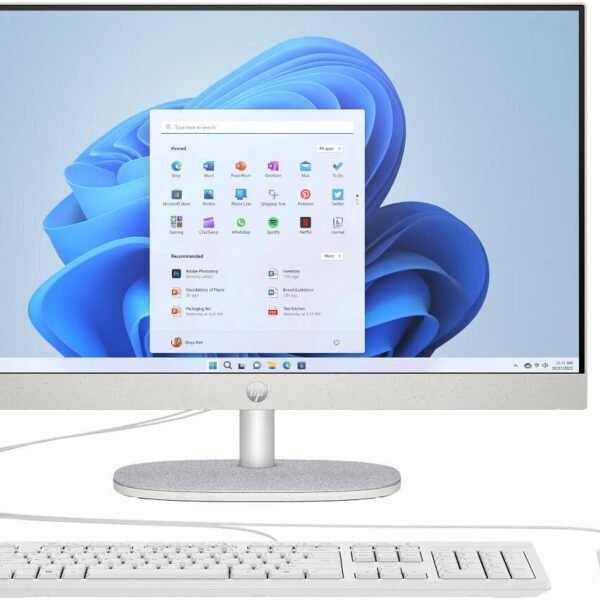 HP All-in-One 24-cr0342nh i5 13e génération, 8 Go RAM, 512 Go SSD, écran tactile 24", blanc, DOS